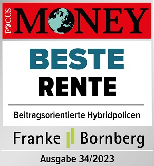 Testsiegel: ERGO erhält die Auszeichnung beste Rente von Focus Money und der Ratingagentur Franke und Bornberg.