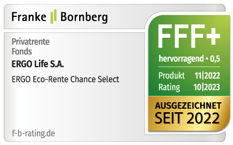 Testsiegel: Franke & Bornberg prämiert die ERGO Eco-Rente Chance Select mit FFF hervorragend.