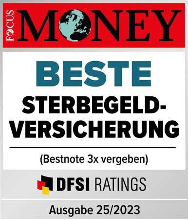 Testurteil: Das Wirtschaftsmagazin Focus Money hat zusammen mit dem Deutschen Finanz-Service-Institut (DFSI) die ERGO Sterbegeldversicherung mit der Bestnote gekürt.